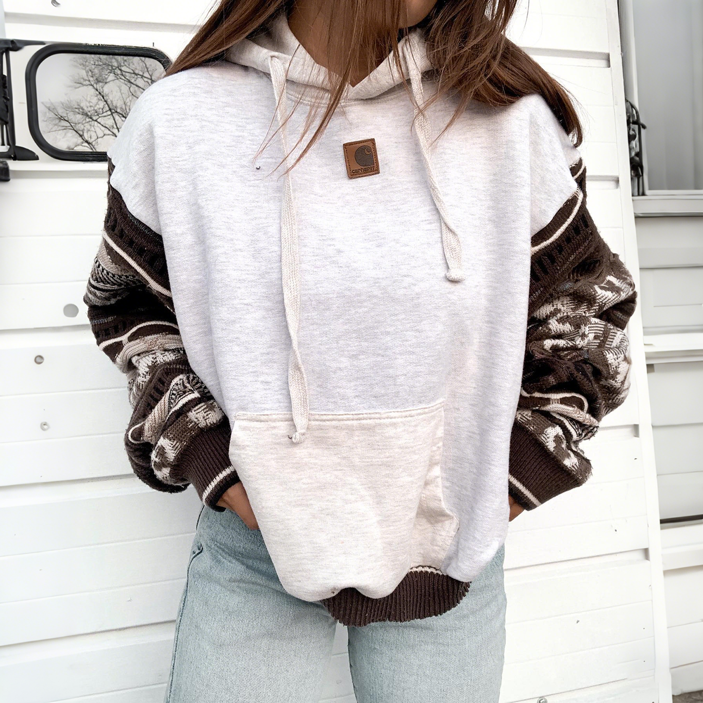 🔥𝗖𝗹𝗲𝗮𝗿𝗮𝗻𝗰𝗲 𝗦𝗮𝗹𝗲🌟Women's Casual Patchwork Knit Sleeve Hooded Sweatshirt
