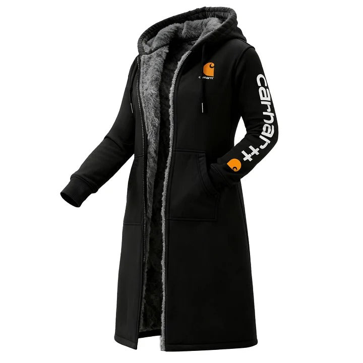 🔥𝗖𝗹𝗲𝗮𝗿𝗮𝗻𝗰𝗲 𝗦𝗮𝗹𝗲🌟Women's Vintage Fleece Pocket Full Zip Long Sleeve Hoodie Long Coat