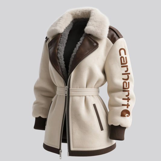 🔥𝗖𝗹𝗲𝗮𝗿𝗮𝗻𝗰𝗲 𝗦𝗮𝗹𝗲🌟Women's Retro Western Style Contrast Color Stitching Fur Collar Lapel Mid-Length Jacket