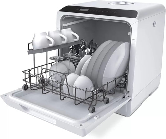 Hermitlux Countertop Dishwasher, 5 Washing Programs Portable Dishwasher With 5-Liter Built-in Water Tank, No Hookup Needed