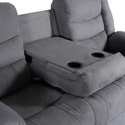 Modern 3-Piece Manual Reclining Living Room Sofa Set with Dropdown Table and Console