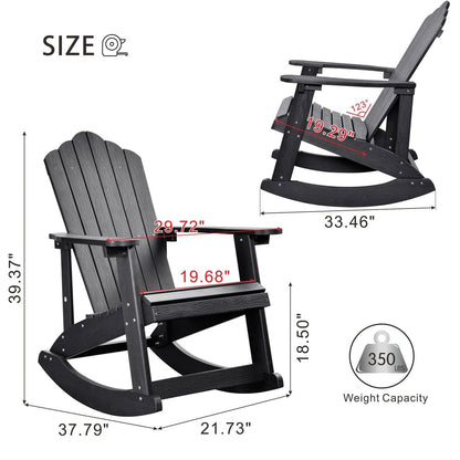 Ovios  Rocking Adirondack Chair 2-Piece Waterproof Plastic Frame