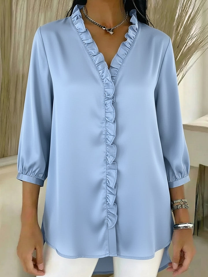 🔥Summer Arrivals🌟Elegant Ruffled Collar Satin Blouse