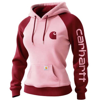 🔥𝗖𝗹𝗲𝗮𝗿𝗮𝗻𝗰𝗲 𝗦𝗮𝗹𝗲🌟Retro Western Style Women's Raglan Sleeve Contrast Color Stitching 1 Hooded Sweatshirt