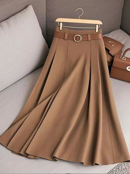 🔥Summer Arrivals🌟Women's Solid Color High Waist A-Line Casual Skirt