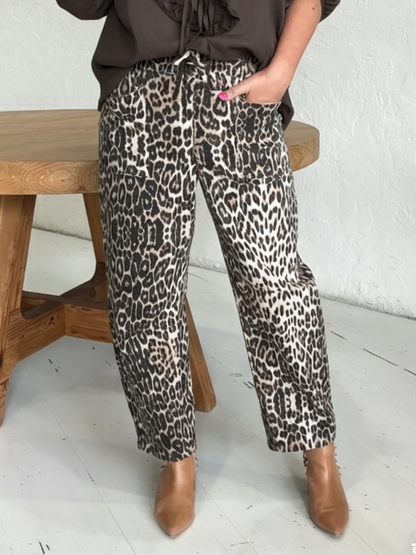 🔥Summer Arrivals🌟Casual Cozy Leopard Print Stretch Cotton Straight Leg Pants