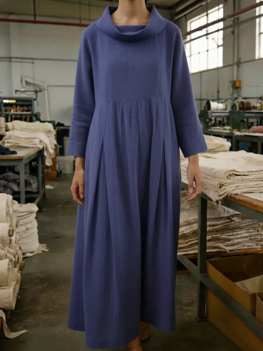 🔥Summer Arrivals🌟Vintage Cowl Neck Loose Linen Dress