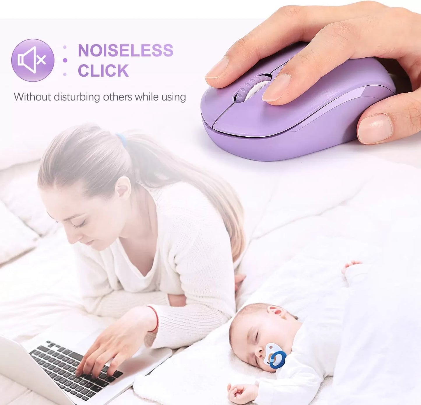 seenda Wireless Mouse, 2.4G Noiseless Mouse with USB Receiver - Portable Computer Mice for PC, Tablet, Laptop with Windows System - Mint Green
