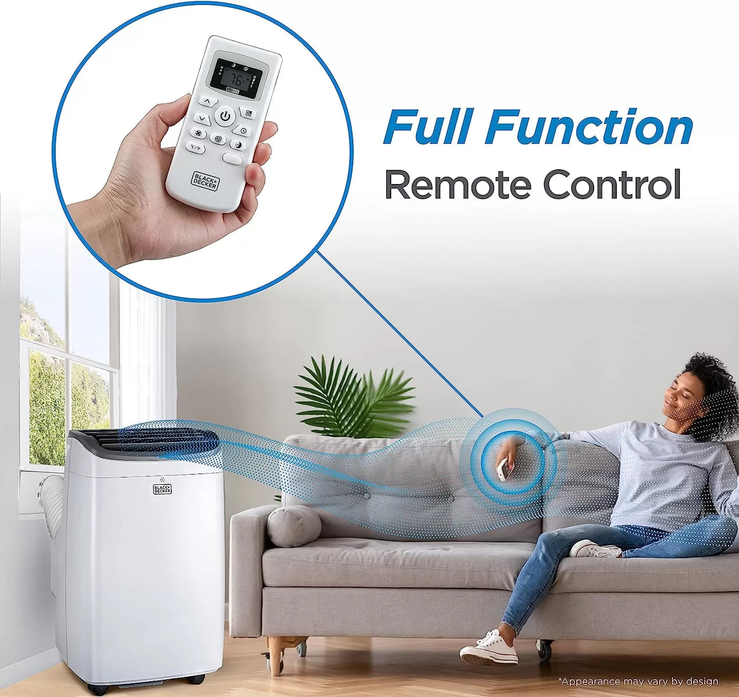 BLACK+DECKER 8,000 BTU Portable Air Conditioner up to 350 Sq. with Remote Control, White