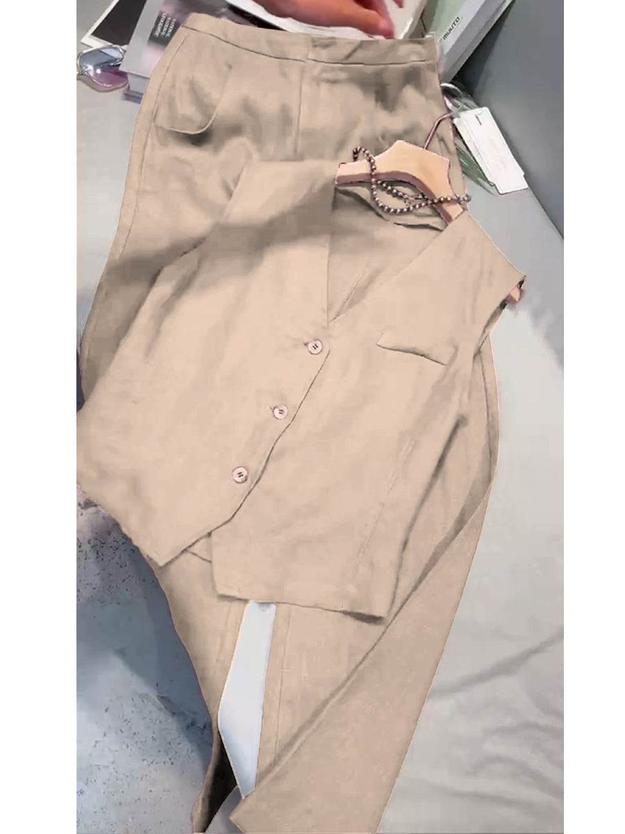 🔥Summer Arrivals🌟Women's Cotton And Linen Casual Vest and Pants Set