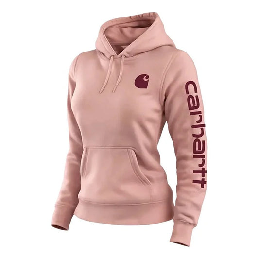 🔥𝗖𝗹𝗲𝗮𝗿𝗮𝗻𝗰𝗲 𝗦𝗮𝗹𝗲🌟Women's Vintage Western Cowboy Letter Logo Print Pocket Long Sleeve Pink Hoodie