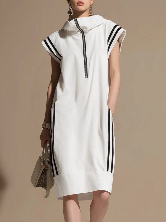 🔥Summer Arrivals🌟Women's Casual Patchwork Striped Hooded Dress