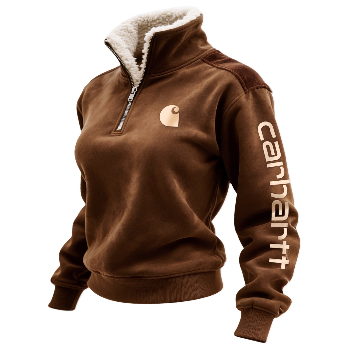 🔥𝗖𝗹𝗲𝗮𝗿𝗮𝗻𝗰𝗲 𝗦𝗮𝗹𝗲🌟Retro Western Style Women's Contrast Color Patch Suede 1/4 Zip Stand Collar Sweatshirt