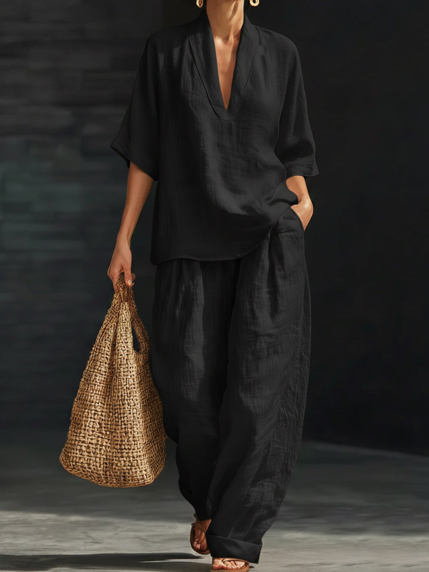 🔥Summer Arrivals🌟Casual And Cozy Minimalist Linen Two-piece Set