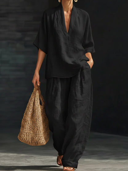 🔥Summer Arrivals🌟Casual And Cozy Minimalist Linen Two-piece Set