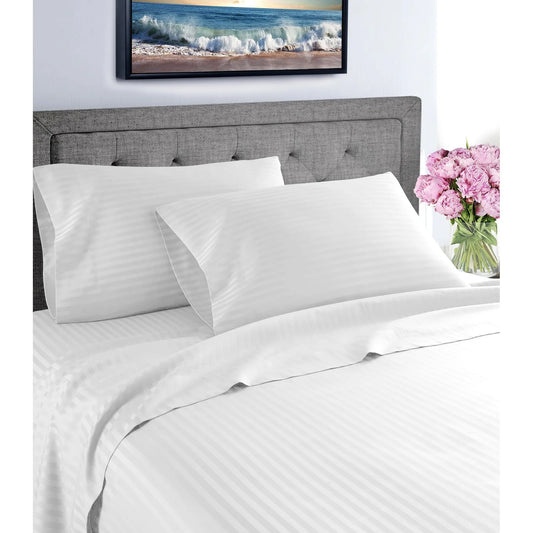 1800 Super Soft & Wrinkle Free Stripe Sheet Set with BONUS Pillowcase