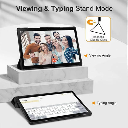 Galaxy Tab A8 10.5” Inch 32 GB Wi-Fi Android 11 Touchscreen International Tablet Bundle – MDTec Hard Back Tri-Fold Stand Cover Case and 64GB microSD Card [Gray]