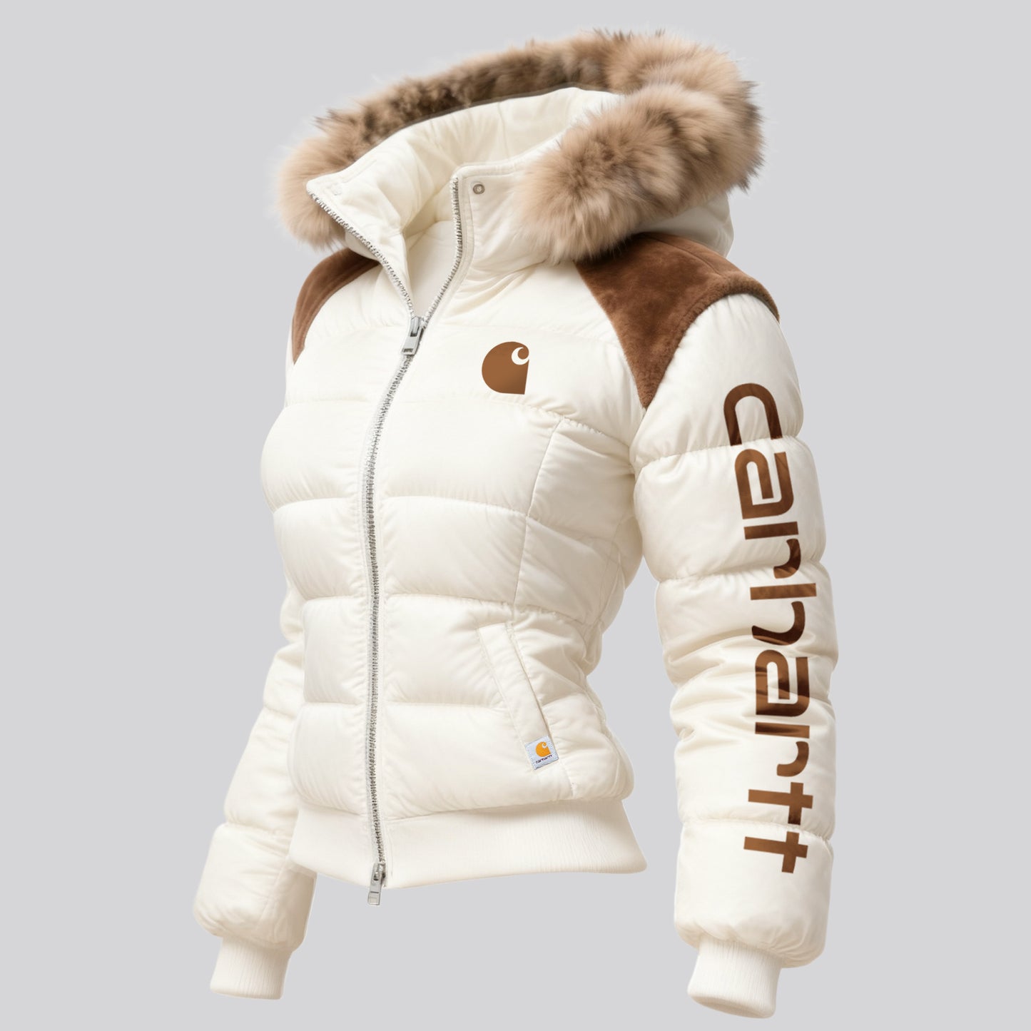 🔥𝗖𝗹𝗲𝗮𝗿𝗮𝗻𝗰𝗲 𝗦𝗮𝗹𝗲🌟Vintage Women's Contrast Color Stitching Fur Collar Stand Collar Hooded Jacket