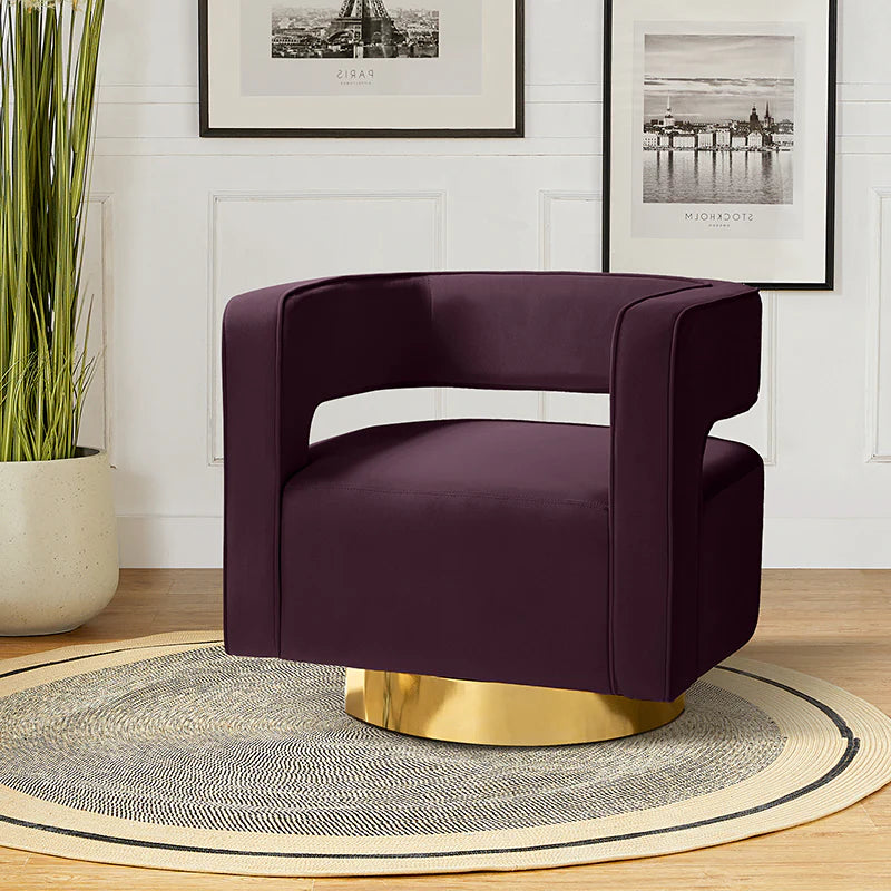 Agata Velvet Swivel Barrel Armchair