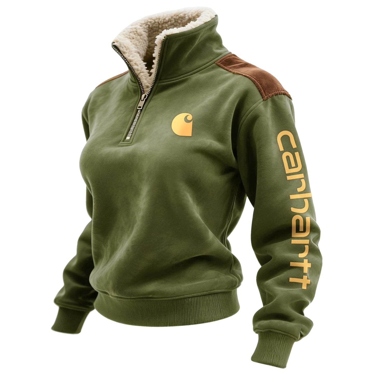 🔥𝗖𝗹𝗲𝗮𝗿𝗮𝗻𝗰𝗲 𝗦𝗮𝗹𝗲🌟Retro Western Style Women's Contrast Color Patch Suede 1/4 Zip Stand Collar Sweatshirt