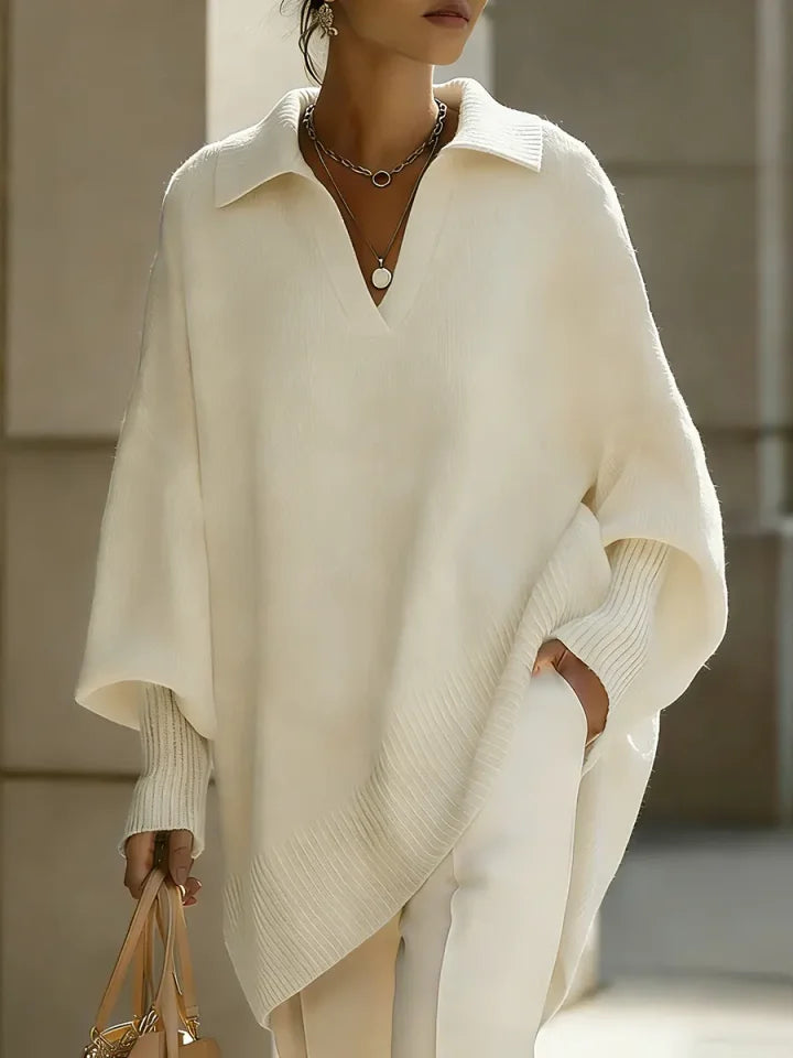 🔥Summer Arrivals🌟Women's Solid Color V-neck Long-sleeved Casual Loose-fitting Knitted Pullover Sweater