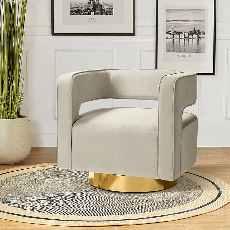 Agata Velvet Swivel Barrel Armchair