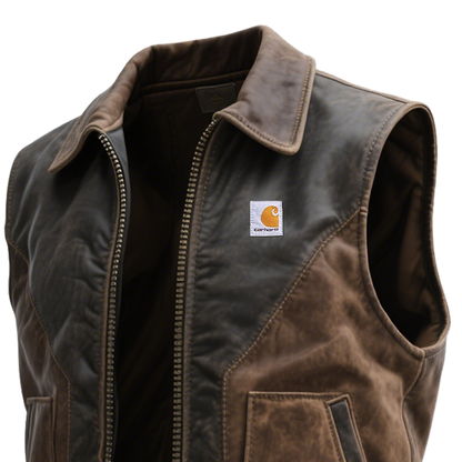 🔥𝗖𝗹𝗲𝗮𝗿𝗮𝗻𝗰𝗲 𝗦𝗮𝗹𝗲🌟Carhartt Men's Vintage Leather Outdoor Vest
