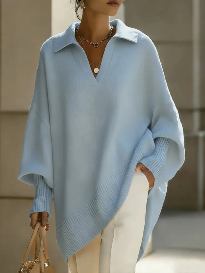 🔥Summer Arrivals🌟Women's Solid Color V-neck Long-sleeved Casual Loose-fitting Knitted Pullover Sweater