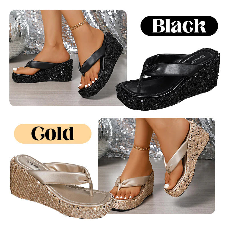 👠Women's Thick-Soled Sequined Flip-Flops
