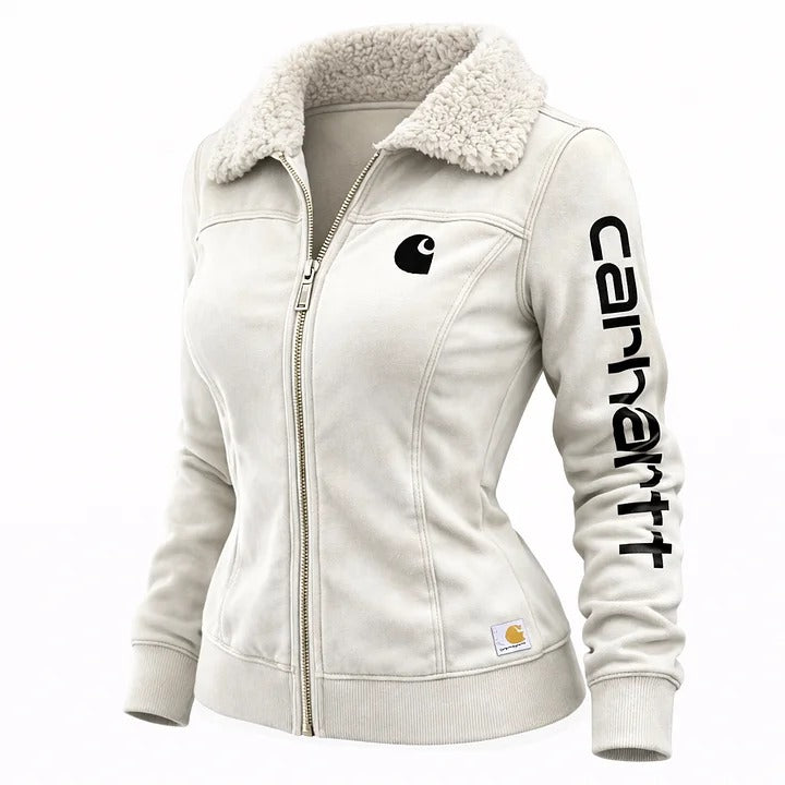 🔥𝗖𝗹𝗲𝗮𝗿𝗮𝗻𝗰𝗲 𝗦𝗮𝗹𝗲🌟Carhartt Women’s Sherpa Collar Zip-Up Jacket – Slim Fit Fleece Lined Winter Coat