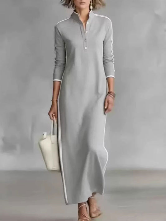 🔥Summer Arrivals🌟Women's Cotton Linen Stand Collar Long-sleeved Dress