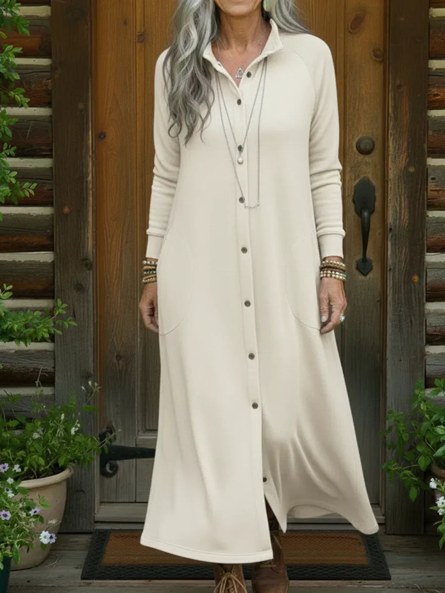 🔥Summer Arrivals🌟Casual And Cozy Button-up Sweatshirt Dress