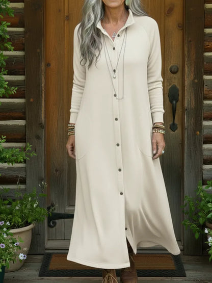 🔥Summer Arrivals🌟Casual And Cozy Button-up Sweatshirt Dress