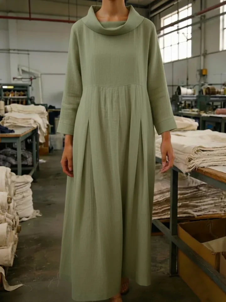 🔥Summer Arrivals🌟Vintage Cowl Neck Loose Linen Dress