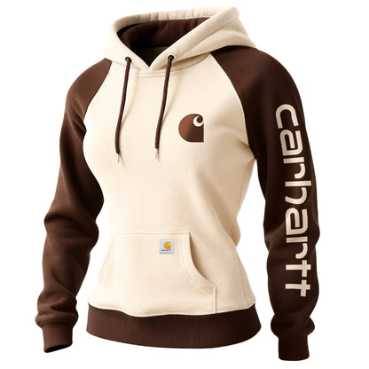 🔥𝗖𝗹𝗲𝗮𝗿𝗮𝗻𝗰𝗲 𝗦𝗮𝗹𝗲🌟Retro Western Style Women's Raglan Sleeve Contrast Color Stitching 1 Hooded Sweatshirt