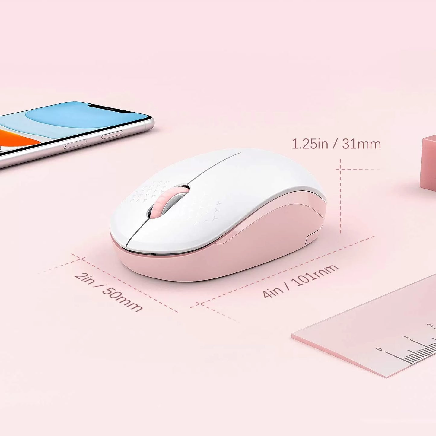 seenda Wireless Mouse, 2.4G Noiseless Mouse with USB Receiver - Portable Computer Mice for PC, Tablet, Laptop with Windows System - Mint Green
