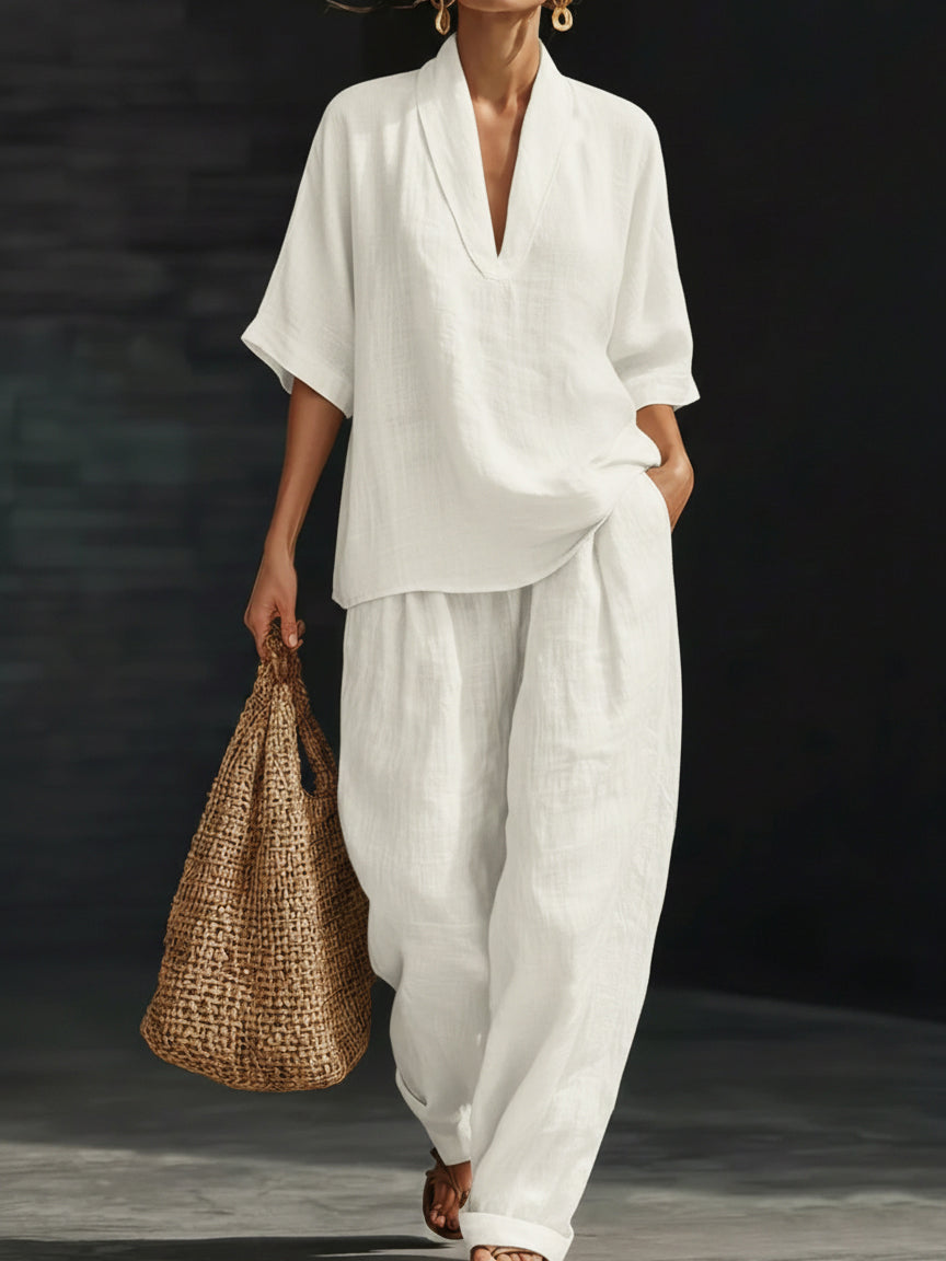 🔥Summer Arrivals🌟Casual And Cozy Minimalist Linen Two-piece Set