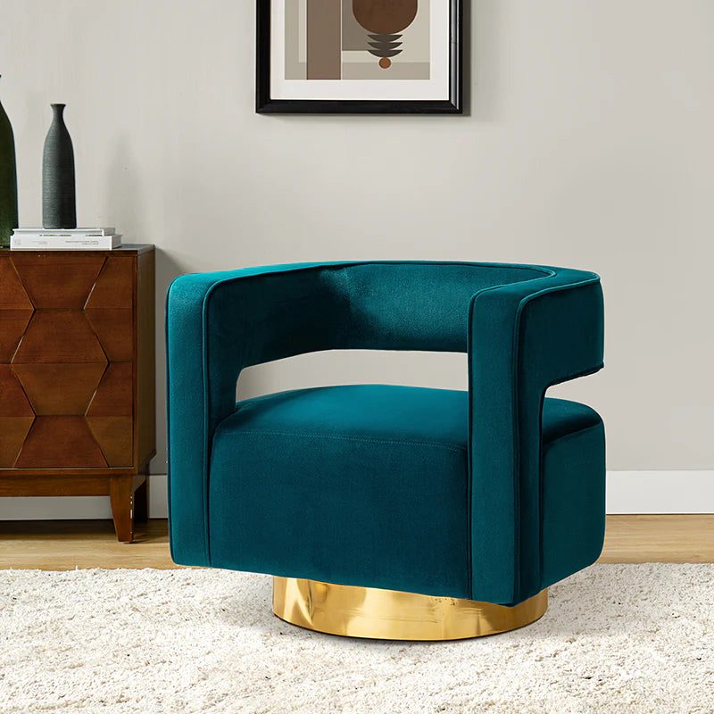 Agata Velvet Swivel Barrel Armchair