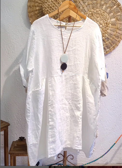 🔥Summer Arrivals🌟Women's Linen And Cotton Round-neck Dress