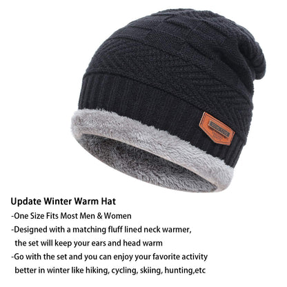 🔥𝗖𝗹𝗲𝗮𝗿𝗮𝗻𝗰𝗲 𝗦𝗮𝗹𝗲🌟Mens Womens Winter Beanie Hat Scarf Set Warm Knit Hat Thick Fleece Lined Winter Cap
