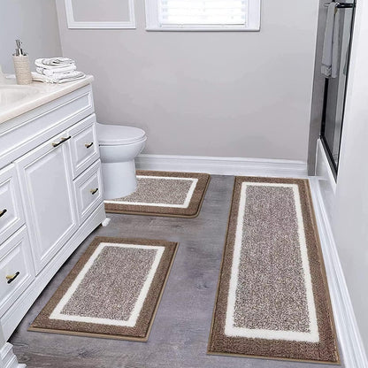 3 Piece Bath Mat Set Bathroom Rugs,Non Slip Plush Bathroom Mats,Absorbent Shaggy Bathroom Rug Set with U-Shaped Contour Toilet