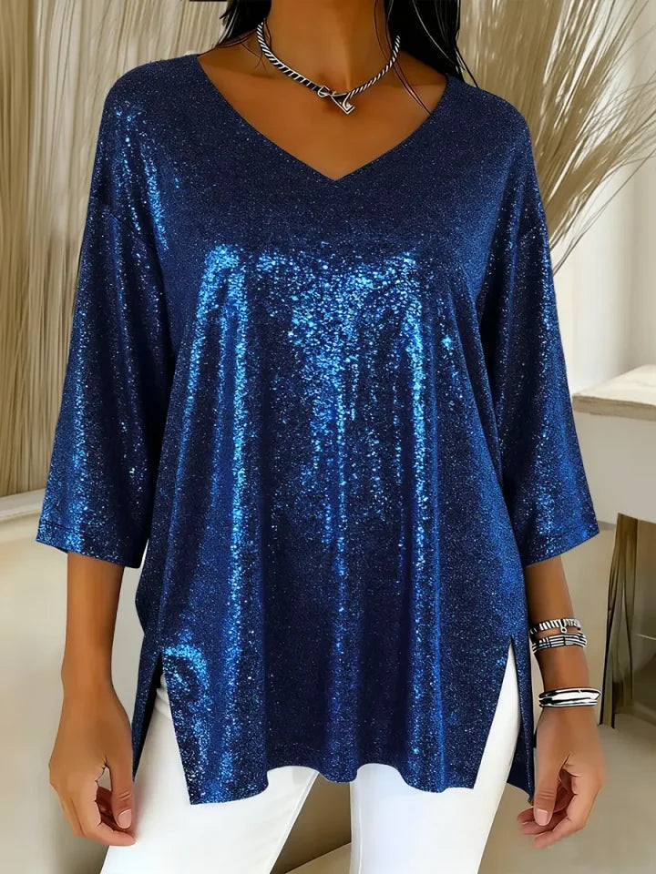🔥Summer Arrivals🌟Women's Sparkly Christmas V-neck Top