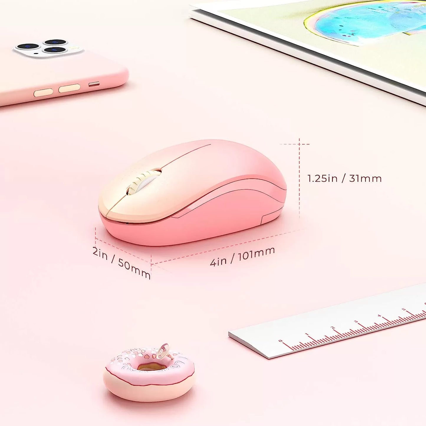 seenda Wireless Mouse, 2.4G Noiseless Mouse with USB Receiver - Portable Computer Mice for PC, Tablet, Laptop with Windows System - Mint Green