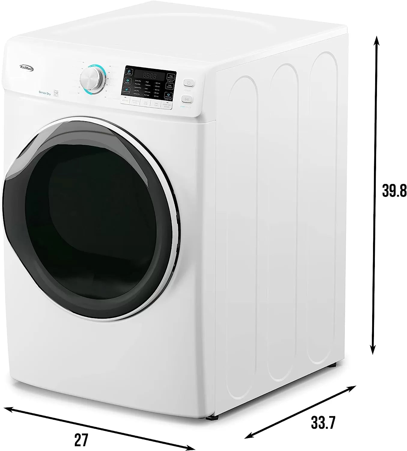 KoolMore FLW-3CWH Front Load Machine, 2.7 Cu. Ft, Space Saving Unit with 20-Minute Quick, 12 Washing Cycles, Quiet Inverter Motor [120V],