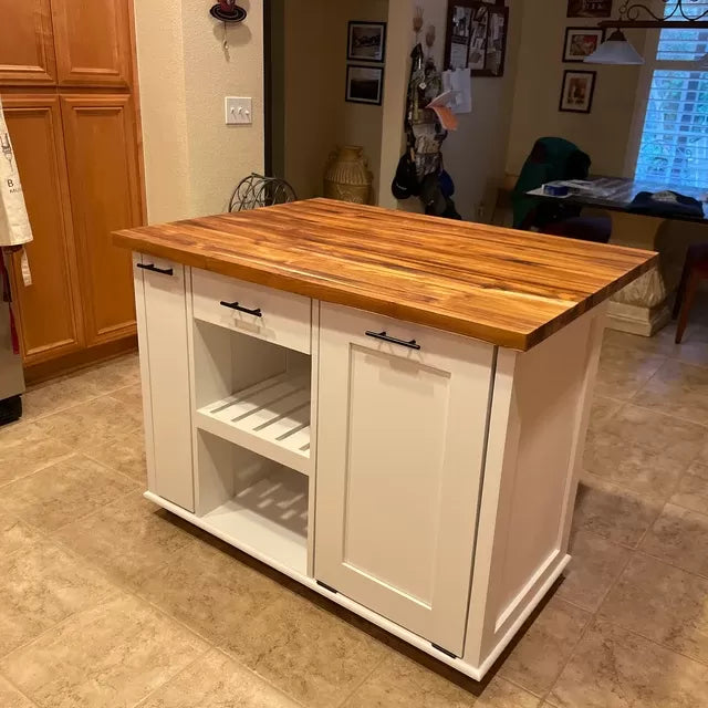Kitchen Island, Butcher Block Kitchen Island w/Option for Seating, Food Prep, Spice Rack "Berdel"🔥Free Shipping🔥