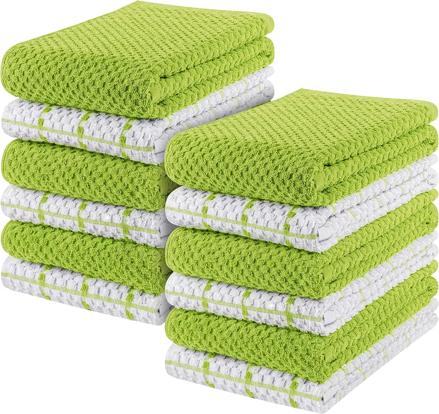 Kitchen Towels 12 Pack, 15 x 25 Inches, 100% Ring Spun Cotton Super Soft and Absorbent Linen Dish Towels, Tea Towels and Bar Towels Set (Black)