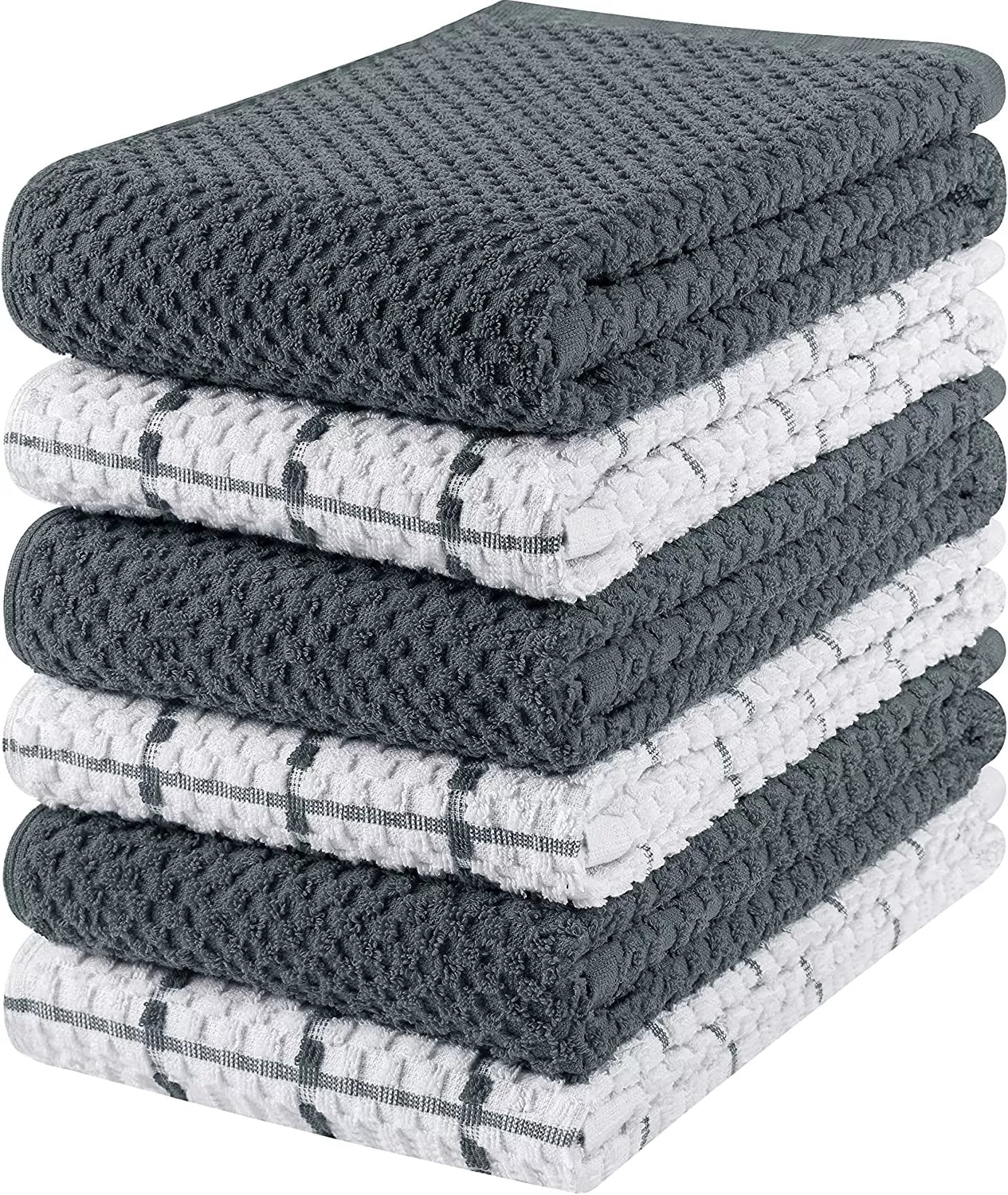 Kitchen Towels 12 Pack, 15 x 25 Inches, 100% Ring Spun Cotton Super Soft and Absorbent Linen Dish Towels, Tea Towels and Bar Towels Set (Black)