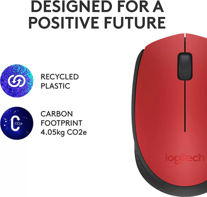Logitech M170 Wireless Mouse for PC, Mac, Laptop, 2.4 GHz with USB Mini Receiver, Optical Tracking, 12-Months Battery Life, Ambidextrous - Blue Grey