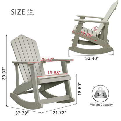 Ovios  Rocking Adirondack Chair 2-Piece Waterproof Plastic Frame