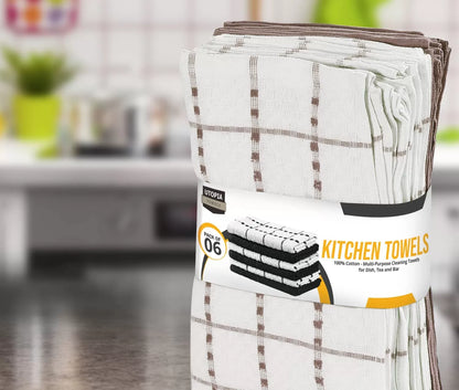 Kitchen Towels 12 Pack, 15 x 25 Inches, 100% Ring Spun Cotton Super Soft and Absorbent Linen Dish Towels, Tea Towels and Bar Towels Set (Black)